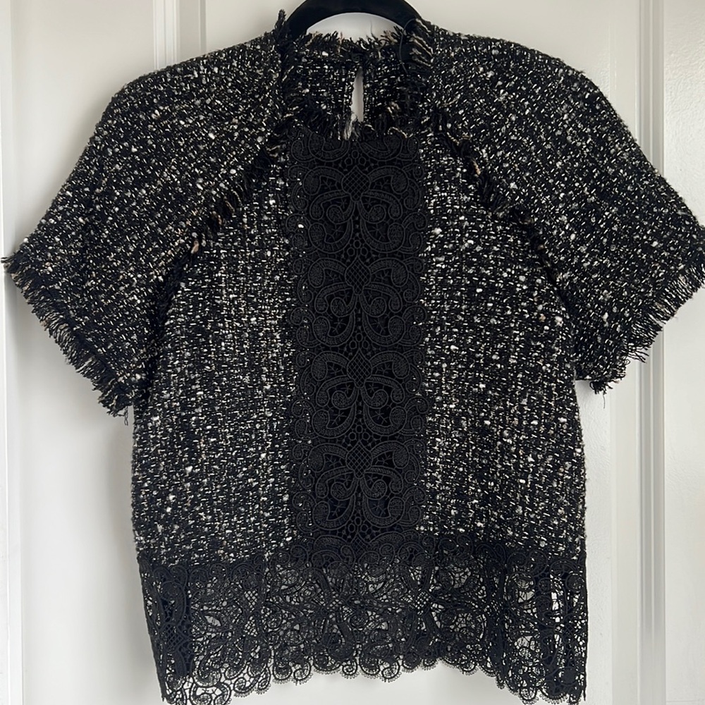 Zara tweed lace top size Small